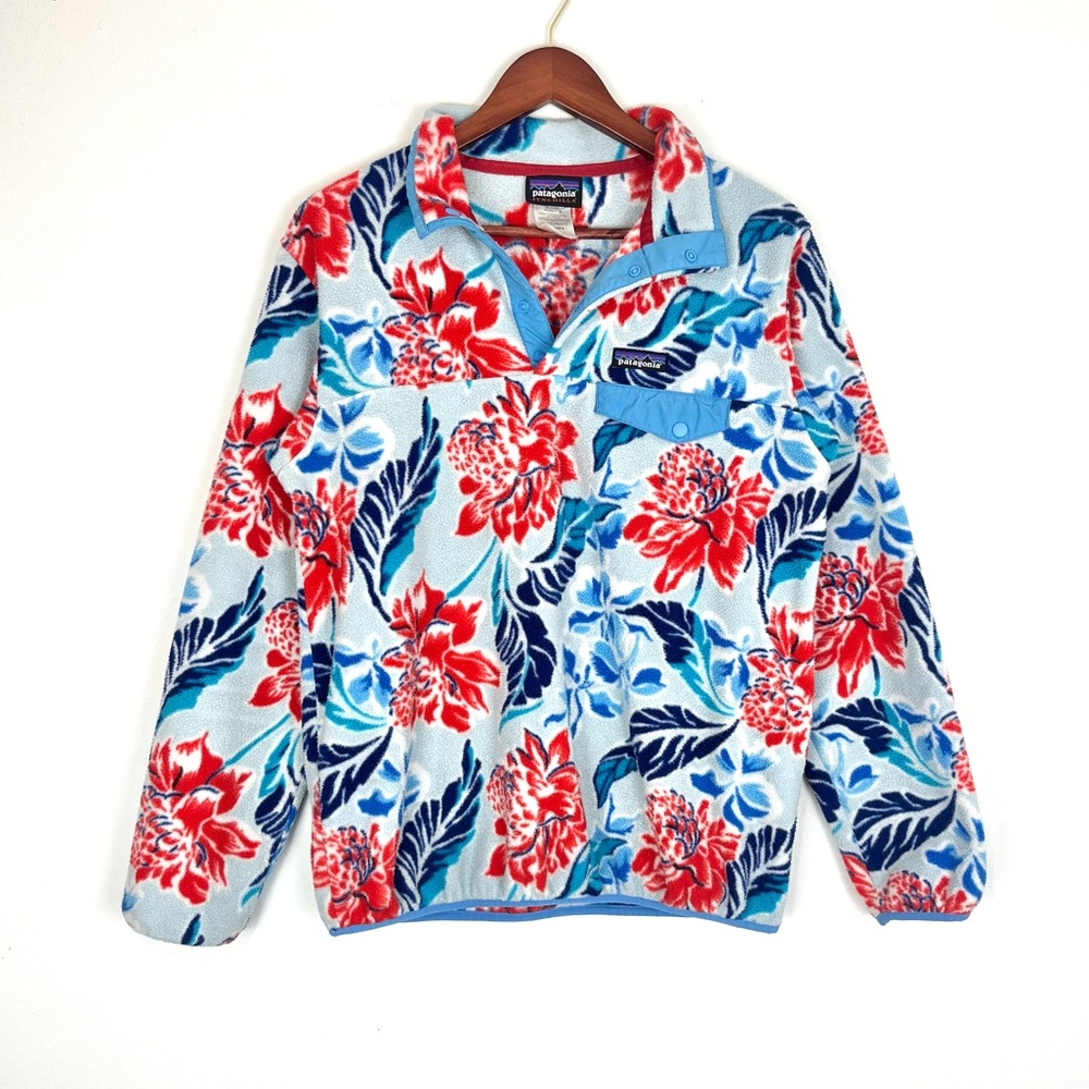 Patagonia Women’s Synchilla Snap-T Fleece Sweater in Hawaiian Floral Size Large